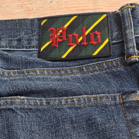 Polo Ralph Lauren Varick Slim Straight Denim Jeans 33x30 Striped Accents Cotton - Picture 2 of 8